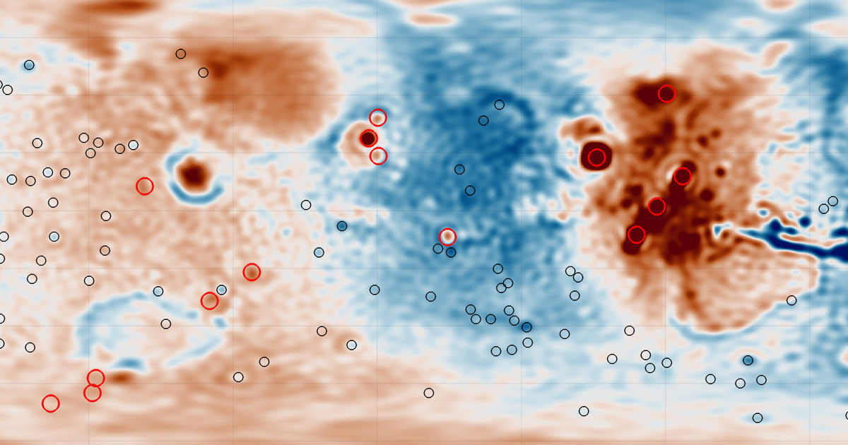 The hidden Mars structures are mysterious because they appear to be significantly denser than their surroundings.