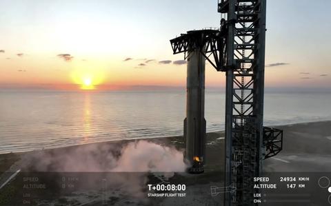 SpaceX pulled off its boldest test flight yet of the enormous Starship rocket on Sunday, catching the returning booster back at the launch pad with mechanical arms.